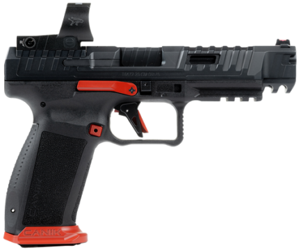Canik SFx Rival Optic Package 9mm 5" Barrel, Ported/Serrated Slide, Black w/Red Accents, MeCanik M03 Red Dot, 18 Rd