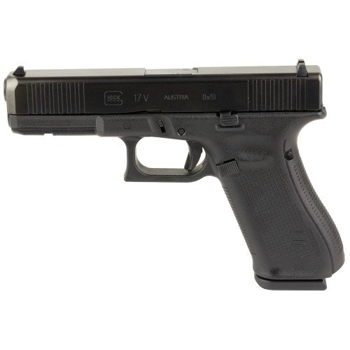 Glock G17 V (2025 Model) 9mm 4.49" Black GMB Barrel, Black Steel Serrated Slide, Black Polymer Frame w/Accessory Rail, Ambidextrous 17 Rd