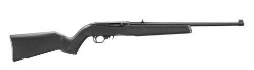 Ruger 10/22 22 LR, 18.5" Cold Hammer Forged Barrel, Satin Black, Adj Rear, Gold Front, 10rd Rotary Magazine