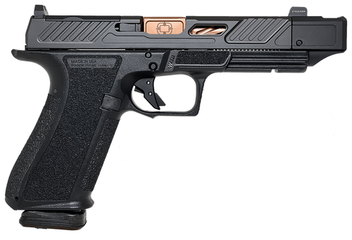 Shadow Systems DR920 Elite 9mm, 4.48" Bronze Spiral Fluted Barrel, Compensator, Nitride Black Slide, Optics Ready, Trig Safety, Tritium Front, 2x10rd, California Compliant