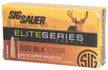 Sig Ammo 300 Blackout120Gr, Elite Hunting, Solid Copper, 20rd Box