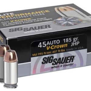 Sig Ammo 45 ACP 185Gr Elite V-Crown JHP 20rd Box
