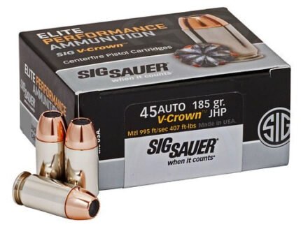 Sig Ammo 45 ACP 185gr, JHP, V-crown, 50rd Box