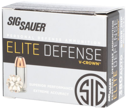 Sig Ammo Elite V-Crown .380 ACP, 90gr, JHP, 20rd Box