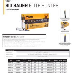 Sig Elite Tipped Hunting, 308 Winchester, 165gr, Ballistic Tip, 20rd Box