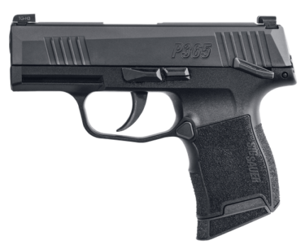 Sig P365, Massachusetts Compliant, Sub-Compact, 9mm, 3.1" Barrel, Nitron Finish, Black, XRAY3 Night Sights, Manual Safety, 10rd, 2 Magazines