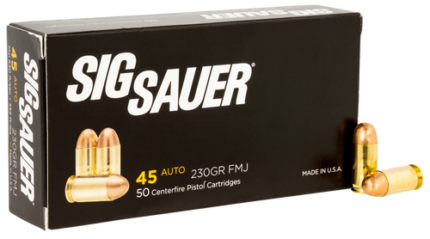 Sig Sauer 45 ACP, 230gr, Elite Ball, Full Metal Jacket, 50rd Box
