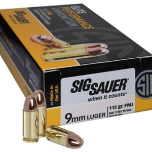 Sig Sauer Ammo 9mm, 115gr, Full Metal Jacket, 50rd Box