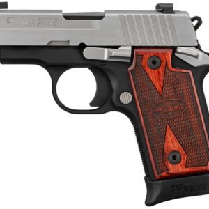 Sig Sauer P238 Two-Tone 380 ACP, 2.7" Barrel, Silver Slide, Black Frame, Rosewood Grip, 7rd