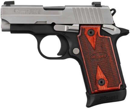 Sig Sauer P238 Two-Tone 380 ACP, 2.7" Barrel, Silver Slide, Black Frame, Rosewood Grip, 7rd