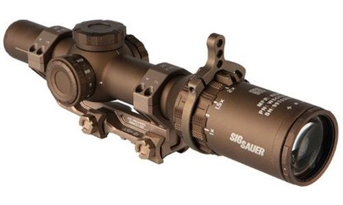 Sig TANGO6T Scope, 1-6X24mm, 1st Focal Plane, DWLR-556 Reticle, .2 MRAD, 30mm Tube, Flat Dark Earth, Includes ALPHA4 Titanium Mount