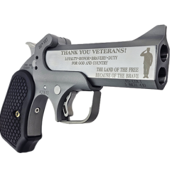Bond Arms 30th Veterans 45 Colt (Long Colt)/410 Ga 2 Shot 4.25" Engraved Matte Barrel, Rough Matte Stainless Steel Frame, Black Grips