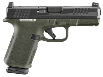 Ruger RXM 9mm, 4" Barrel, Nitride Black Slide, Magpul EHG Olive Drab Green Frame, Optics Ready, Front Night Sight, 15rd, 2 Magpul PMAG GL19 mags