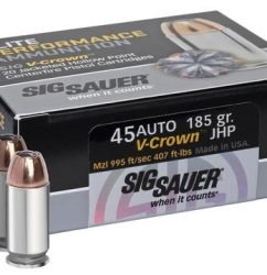 Sig Ammo 45 ACP 185Gr Elite V-Crown JHP 20rd Box