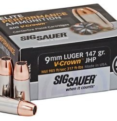 Sig Ammo Elite Performance V-Crown 9mm 147gr, JHP, 50rd Box