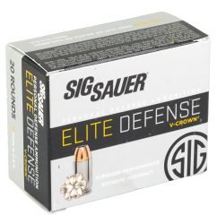 Sig Sauer Elite Defense 10mm, 200gr, V-Crown Jacketed Hollow Point, 20Bx/10Cs